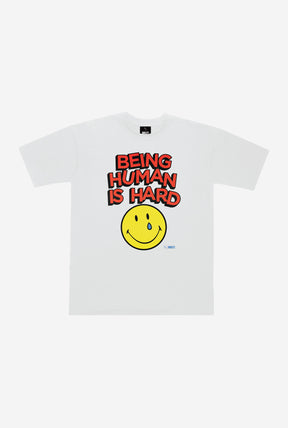 SMILEY: Being Human is Hard Heavyweight T-Shirt - White