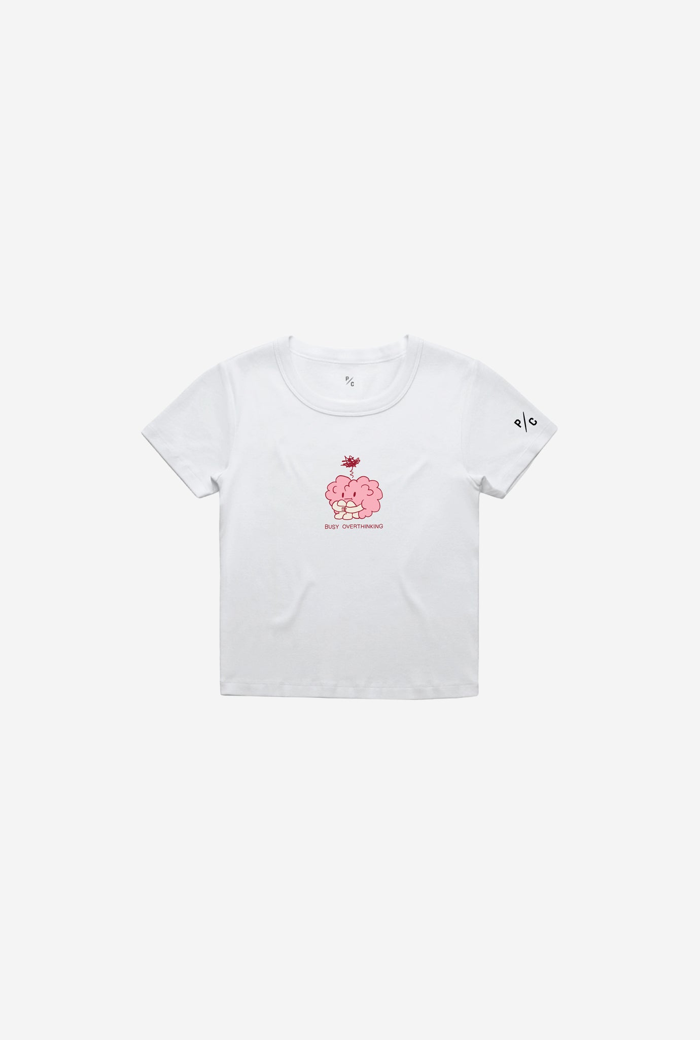 Busy Overthinking Baby Tee - White