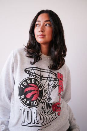 Toronto Raptors Basketball Net Crewneck - Ash