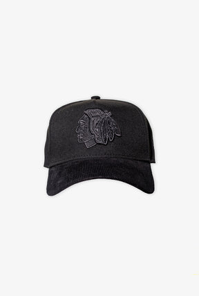 Casquette Snapback 9FORTY en velours côtelé des Blackhawks de Chicago - Noir/Noir