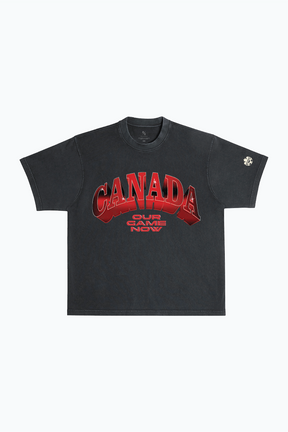 Canada Soccer Heavyweight Garment Dyed T-Shirt - Black