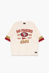 San Francisco 49ers Vintage Clubhouse Colour Blocked Heavyweight T-Shirt - Ivory