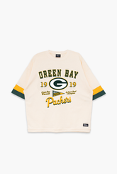 Green Bay Packers Vintage Clubhouse Colour Blocked Heavyweight T-Shirt - Ivory
