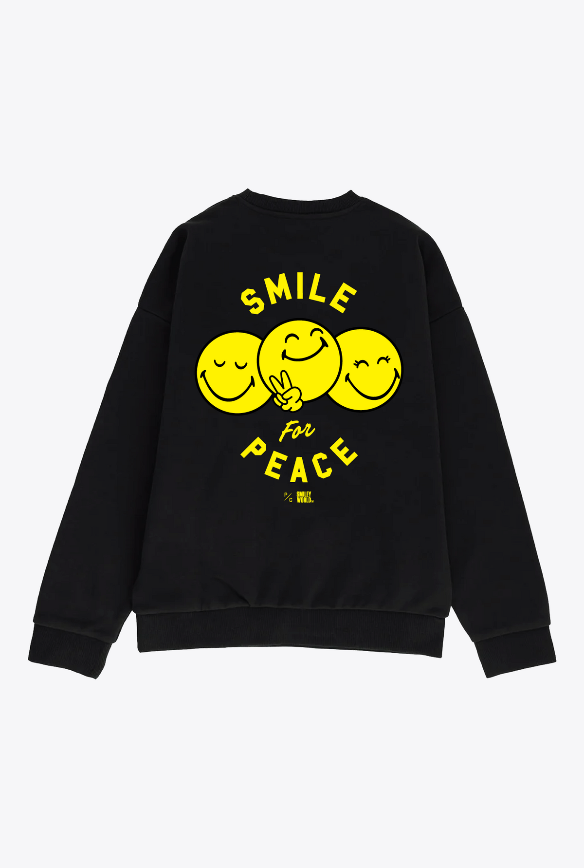 P/C x SmileyWorld "Smile for Peace" Heavyweight Crewneck - Black