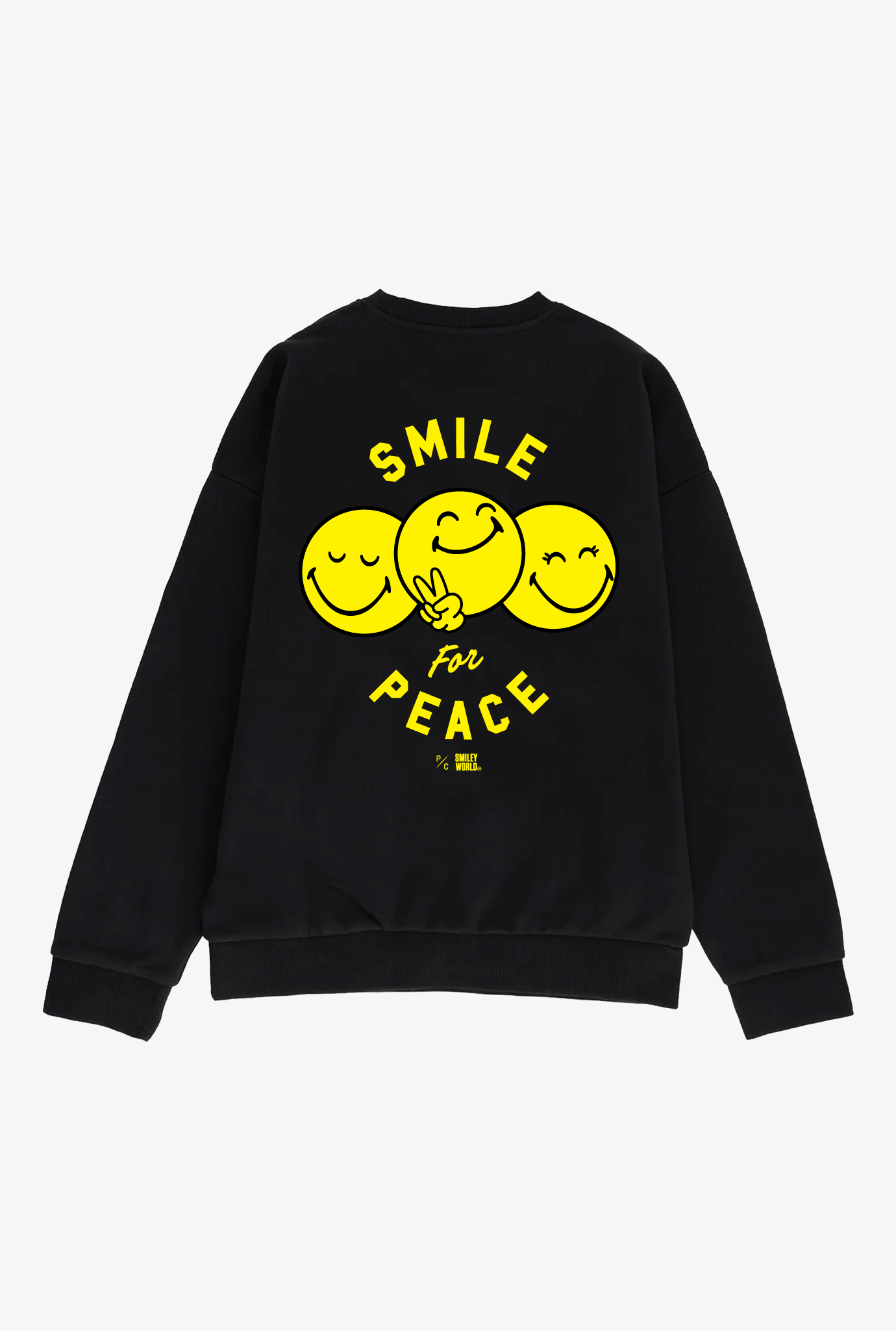 P/C x SmileyWorld "Smile for Peace" Heavyweight Crewneck - Black