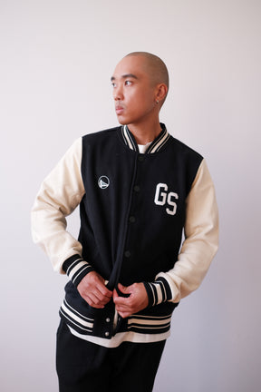 Basketball Lives in the Bay Letterman Jacket - Black/Cream