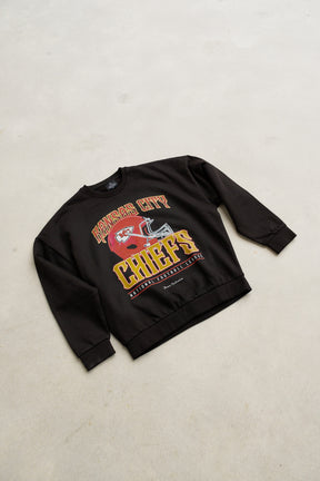 Kansas City Chiefs Helmet SuperHeavy™️ Crewneck - Off Black