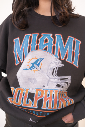 Miami Dolphins Helmet SuperHeavy™️ Crewneck - Off Black