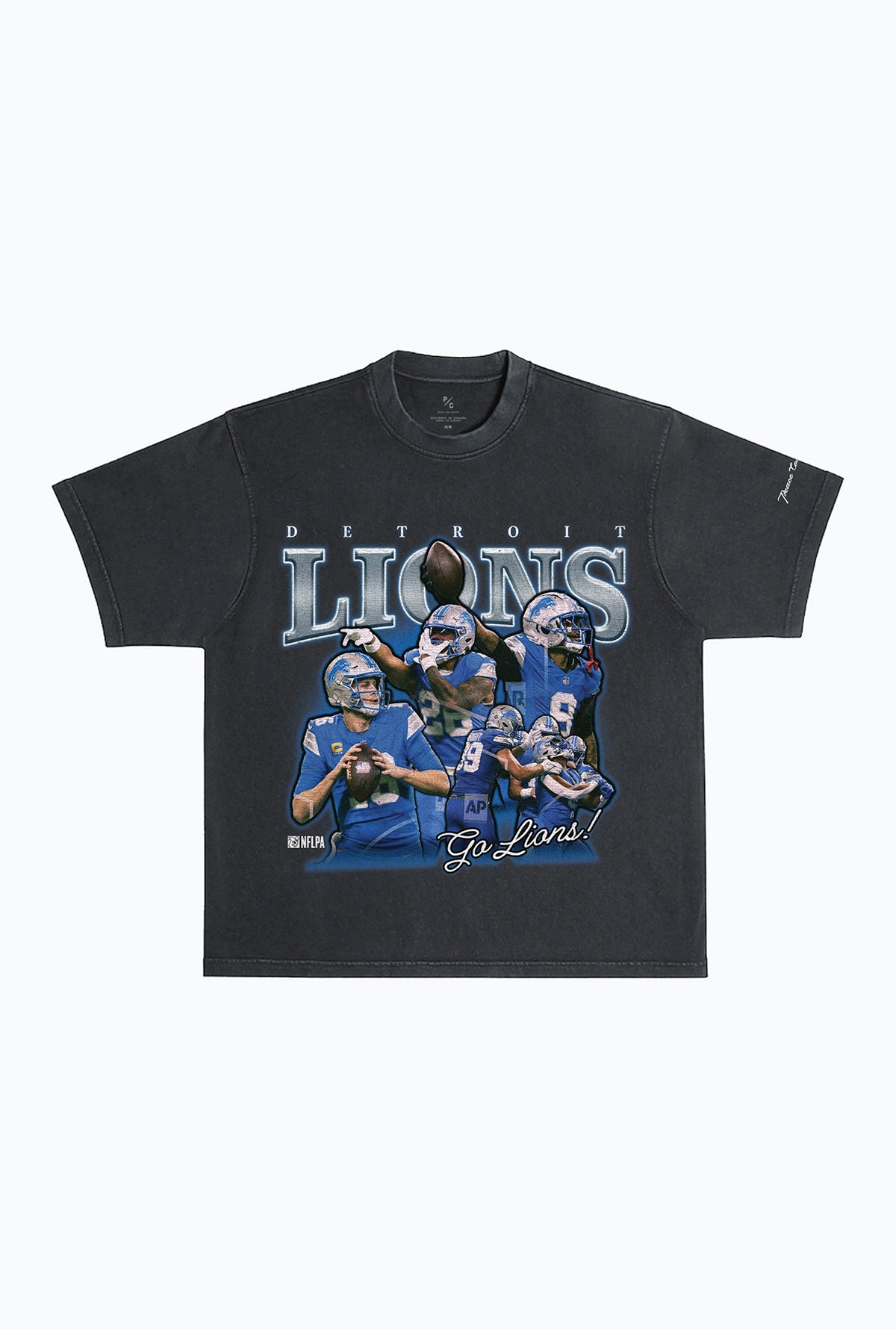 Detroit Lions Vintage Heavyweight T-Shirt - Off Black