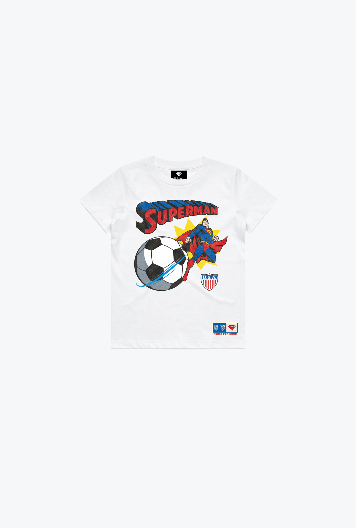 US Soccer x DC Comics Superman Force For Good Jugend-T-Shirt – Weiß