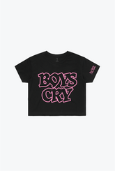 Boys Cry Cropped T-Shirt - Black