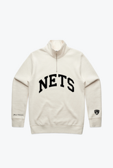 Brooklyn Nets Collegiate 1/4 Zip - Ivory