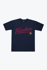 Camiseta pesada de FC Barcelona Script - Marino