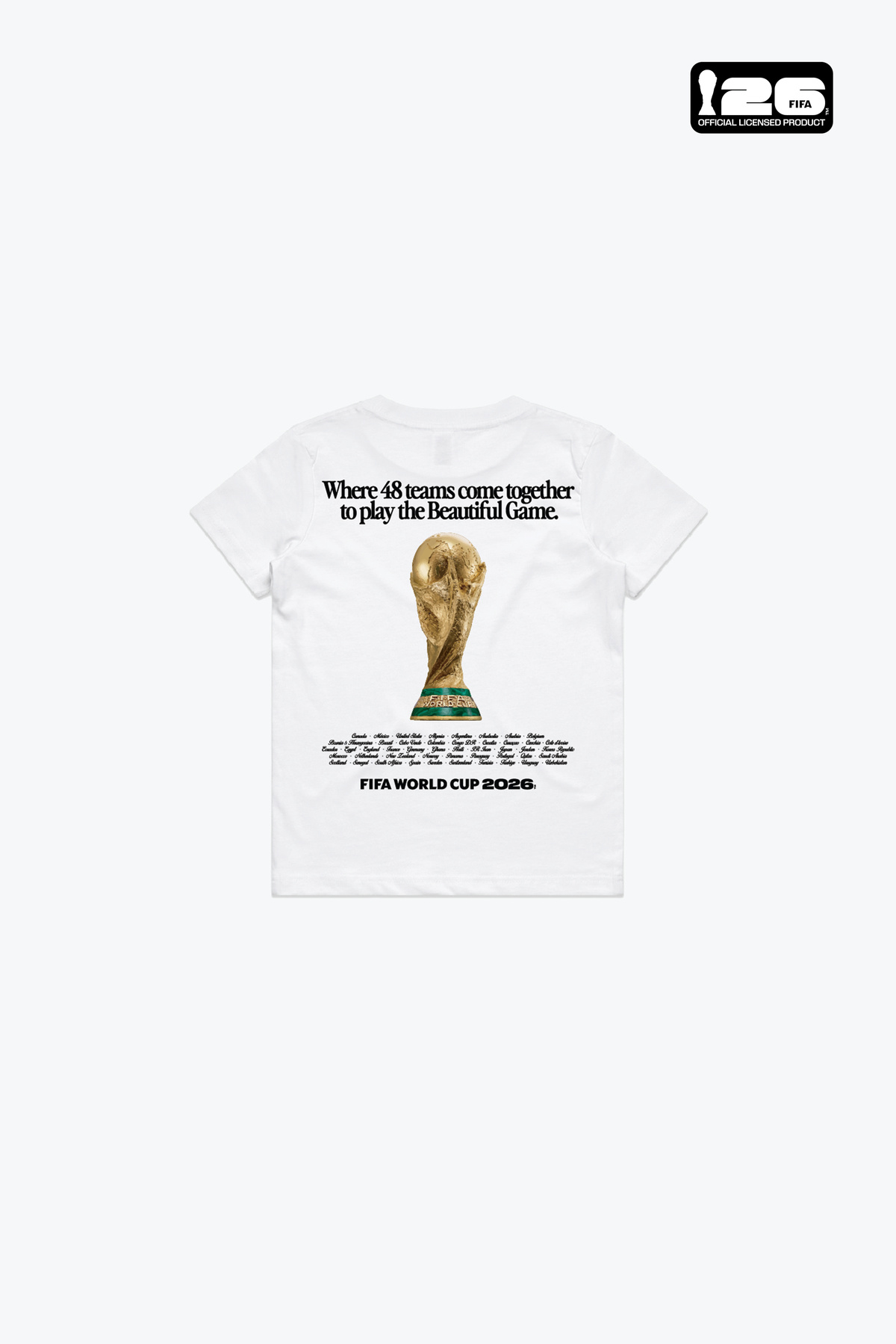 FIFA Fußball-Weltmeisterschaft 2026™ – Das schönste Spiel der Welt – Jugend-T-Shirt – Weiß