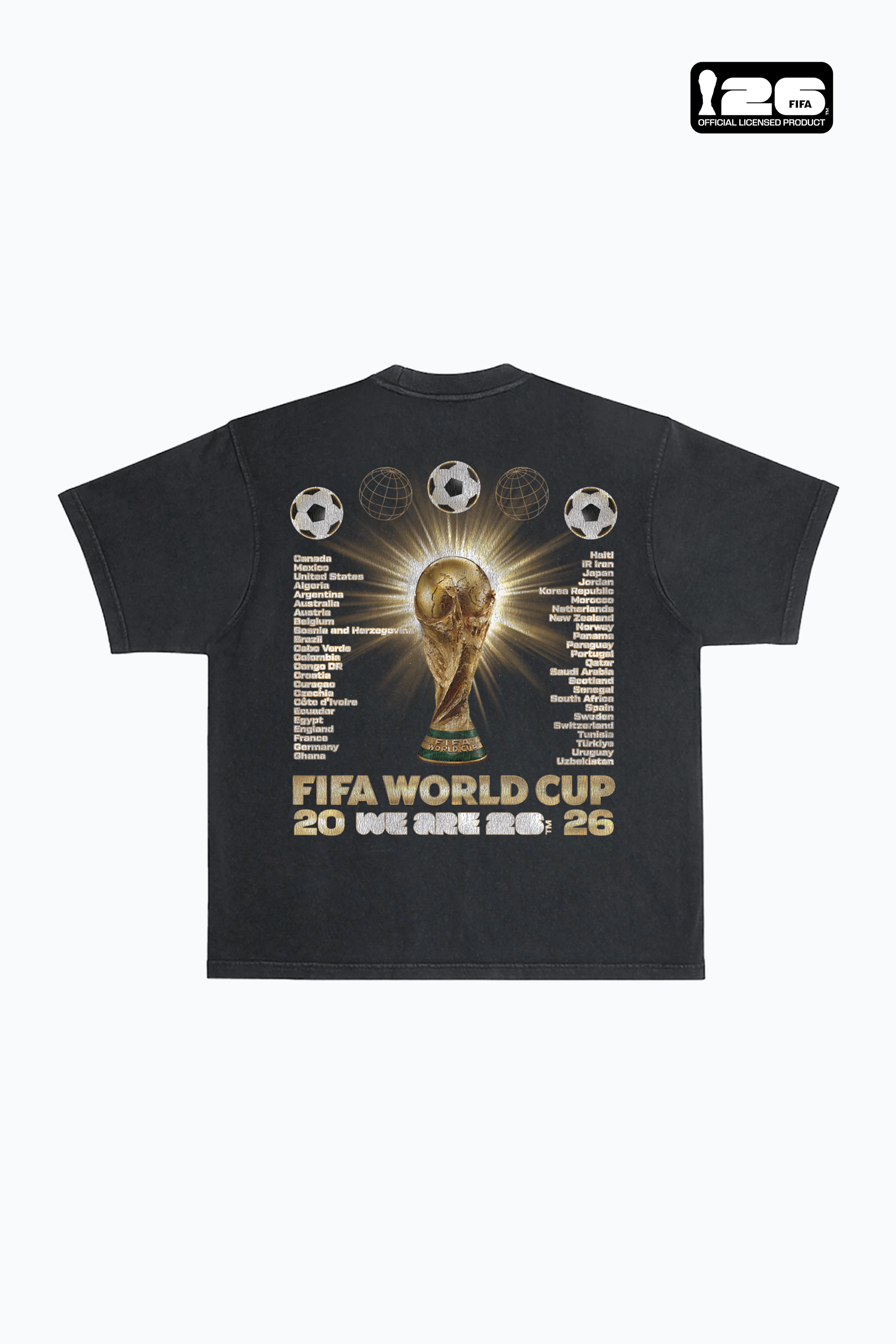 FIFA Weltmeisterschaft 2026™ FIFA Welttournee Schweres, stückgefärbtes T-Shirt - Schwarz