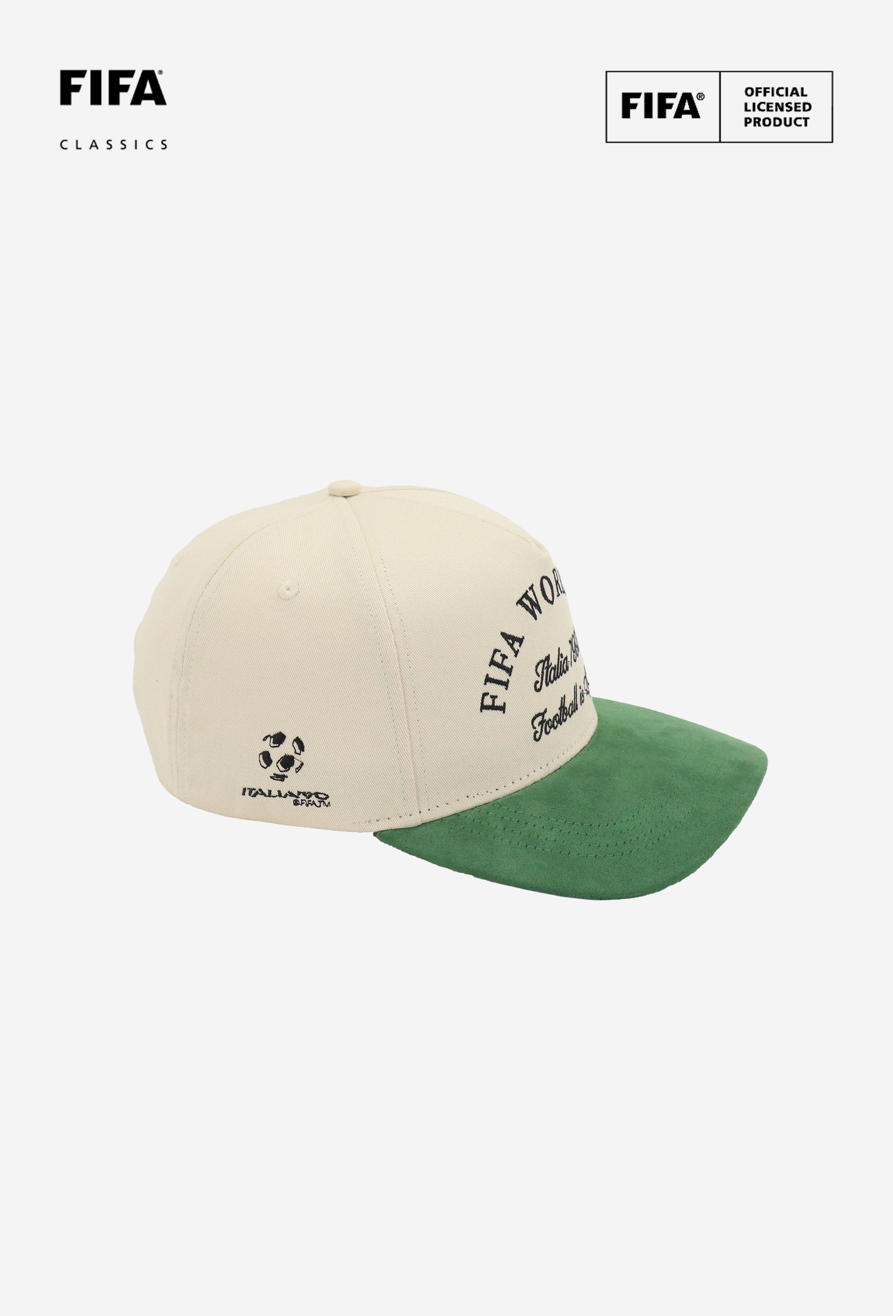 FIFA Weltmeisterschaft 1990 Italien Wildleder-A-Rahmen-Kappe - Grün/Elfenbein