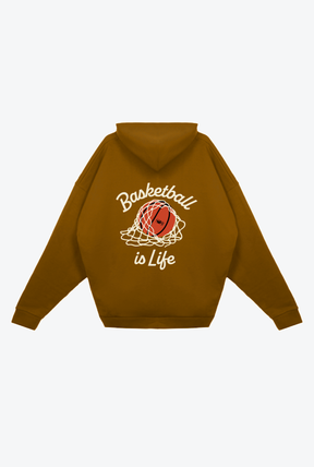 Basketball is Life Fanleisure Heavyweight Hoodie - Brown