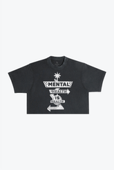 Mental Health is Health Heavyweight Pigment Dye Cropped T-Shirt - Black