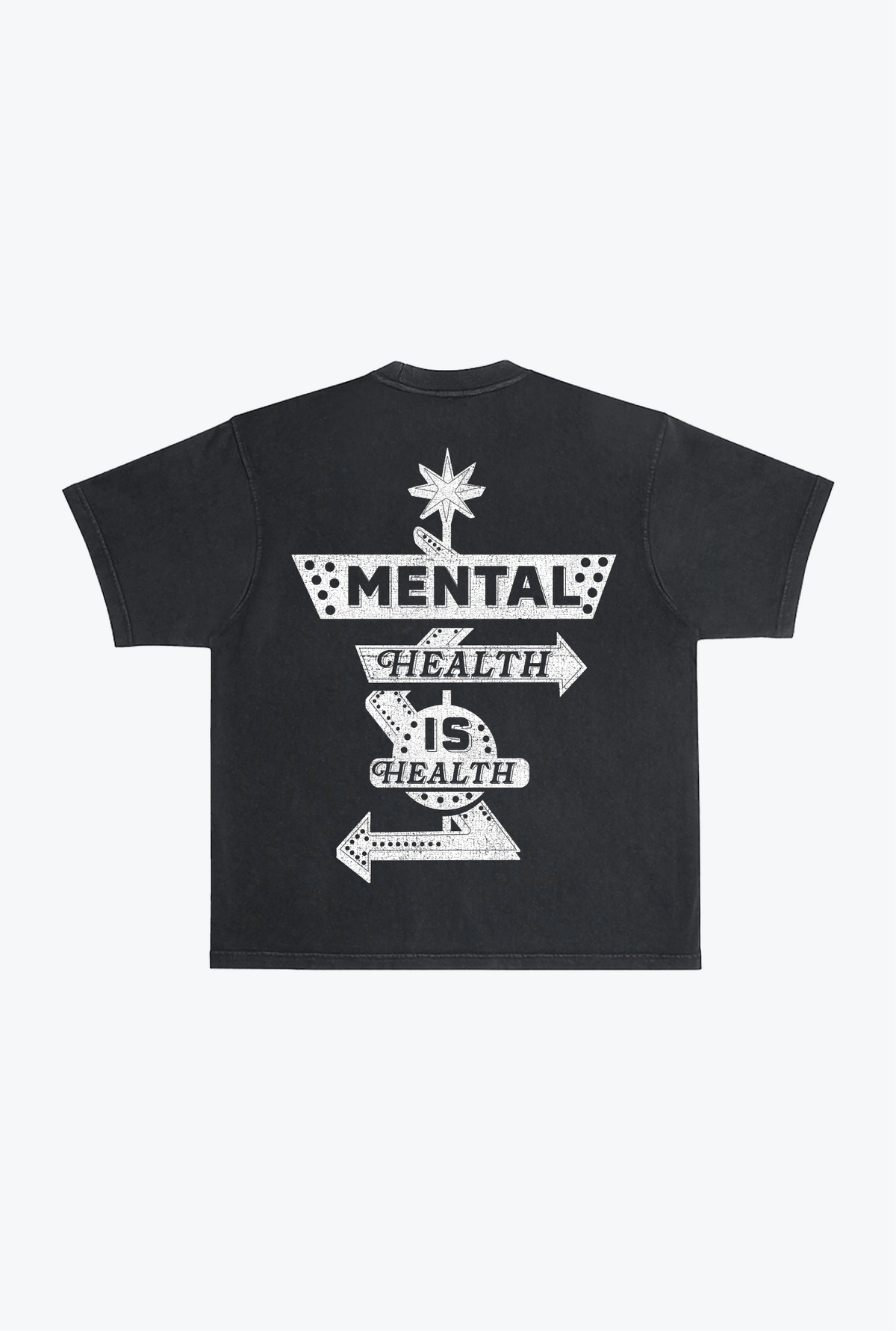 Mental Health is Health Heavyweight Pigment Dye T-Shirt - Black