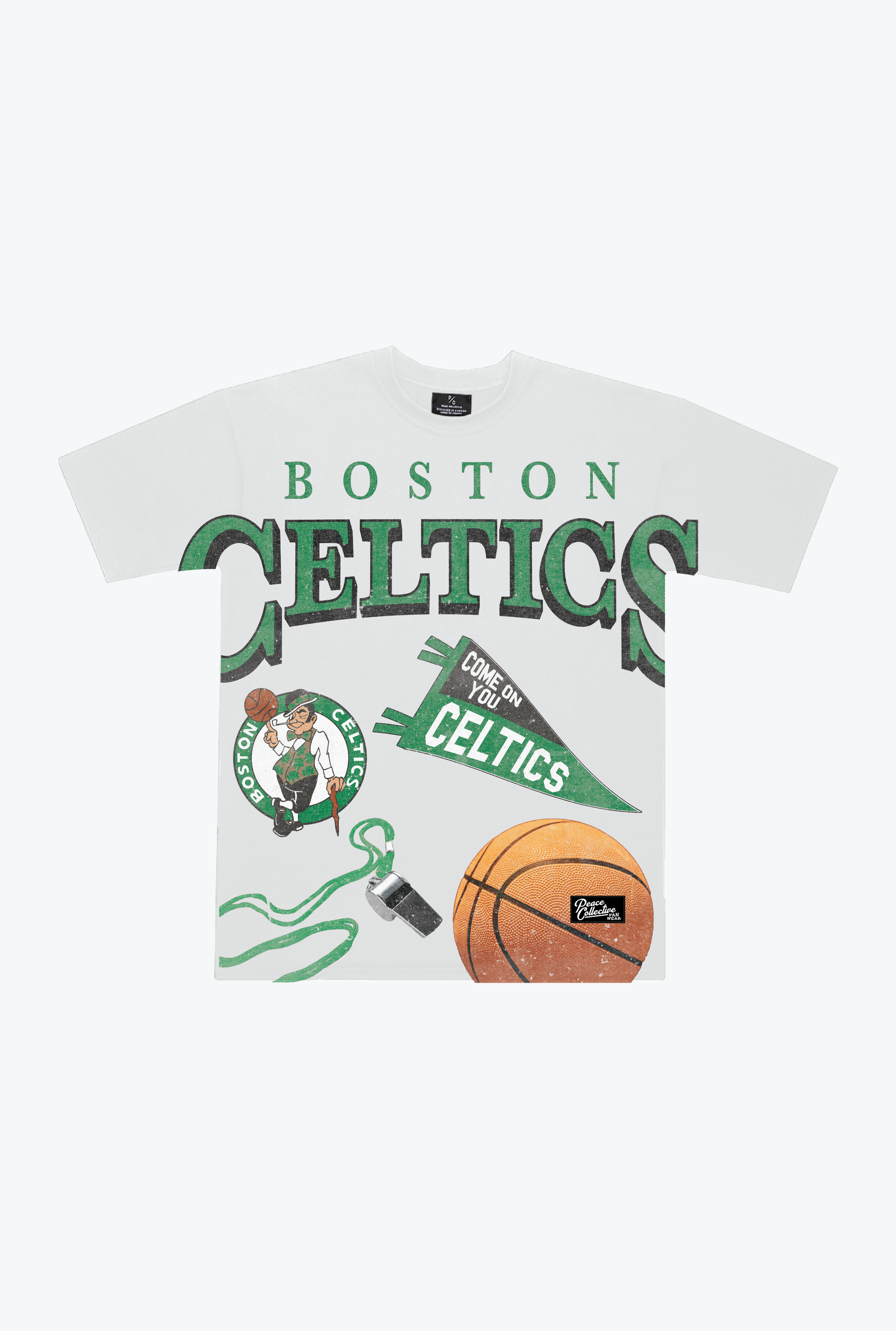 Boston Celtics Vintage Clubhouse: 90's Icon Heavyweight T-Shirt - White