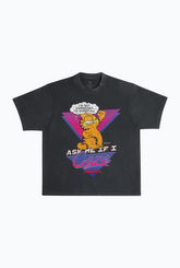 Vintage Garfield "Ask Me If I Care" Pigment Dye Heavyweight T-Shirt - Black