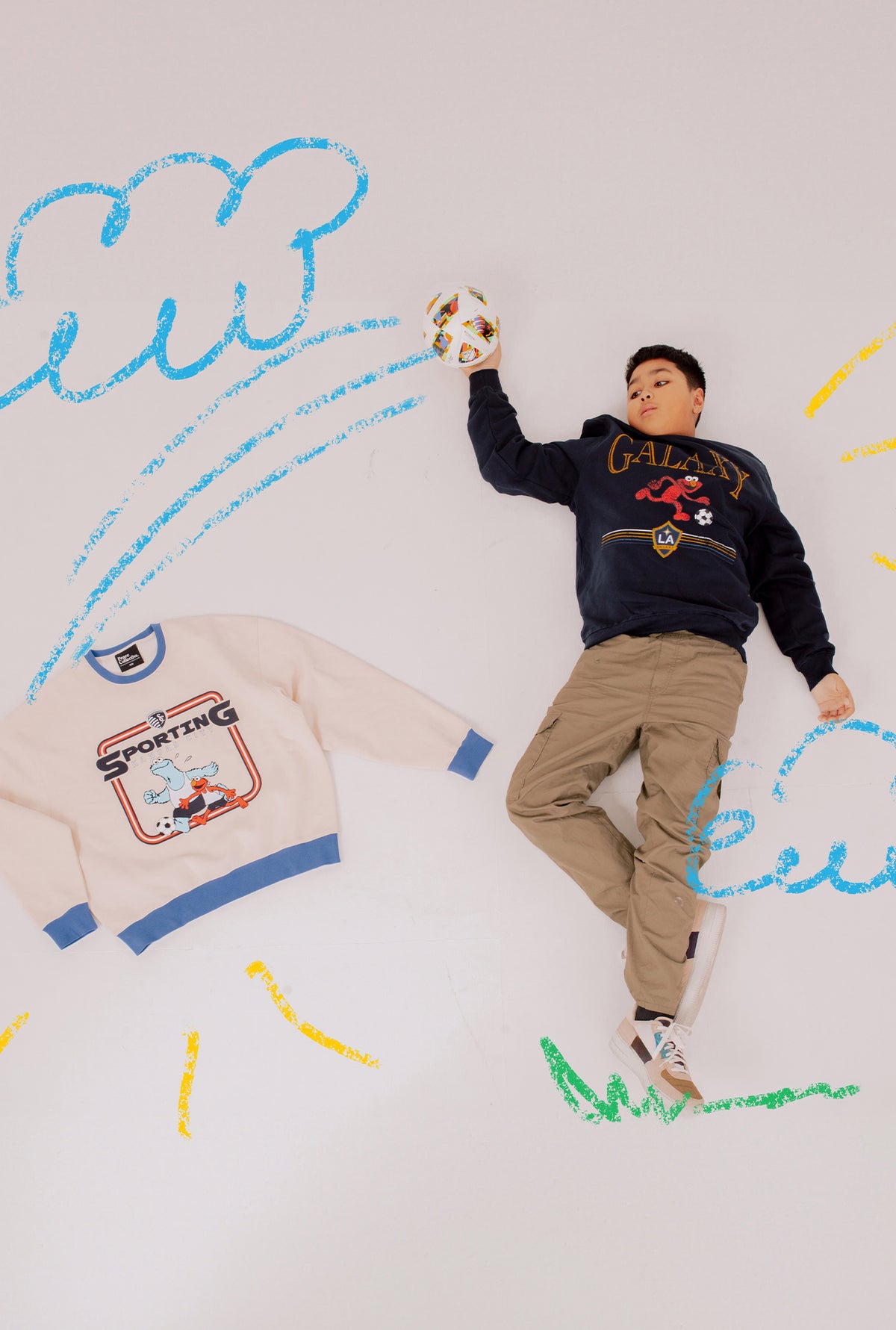 Los Angeles Galaxy x Sesame Street Dribble Kids Crewneck - Navy