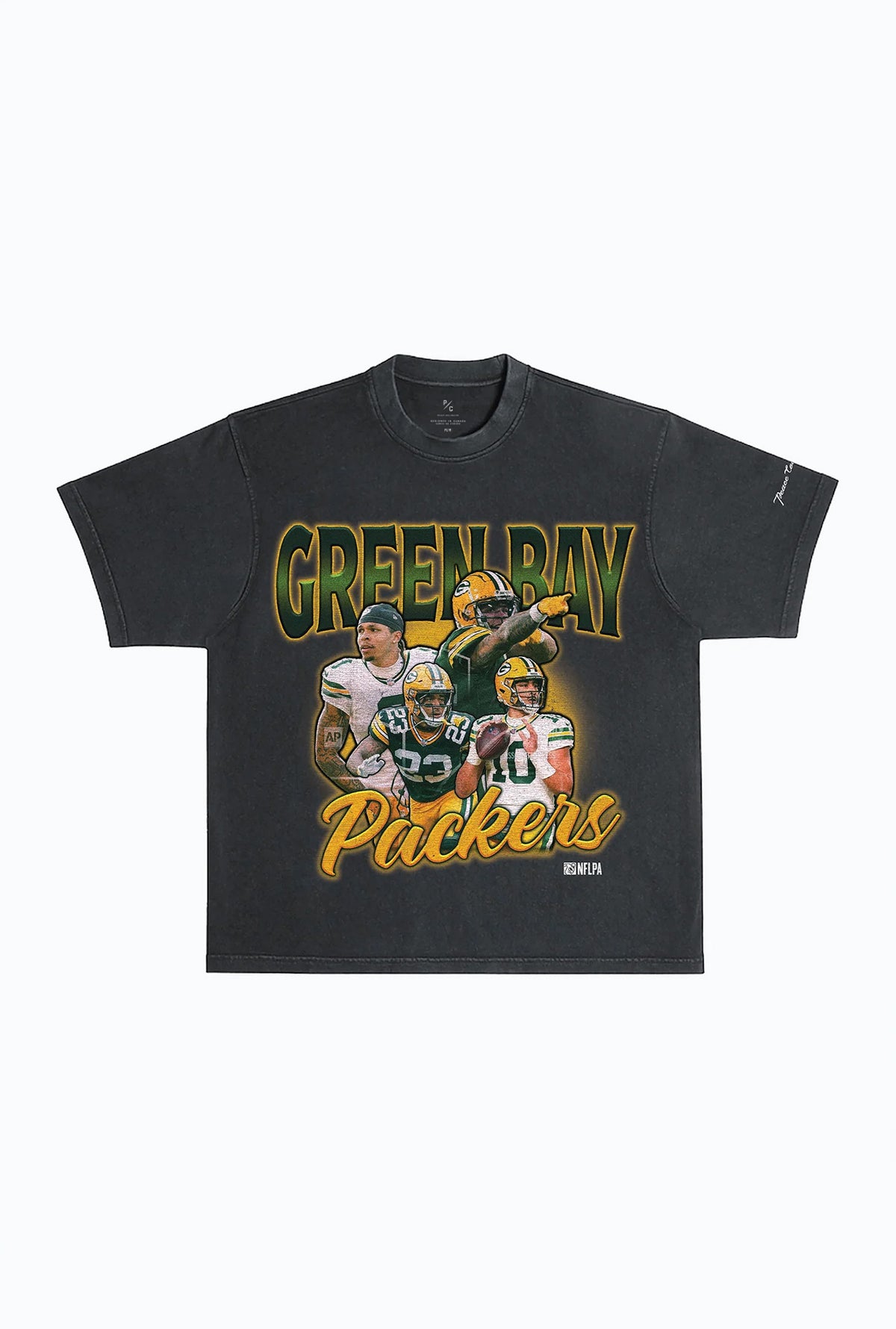 Green Bay Packers Vintage Heavyweight T-Shirt - Off Black