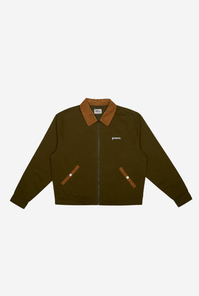 Peace Basics Corduroy Work Jacket - Olivine / Iced Coffee
