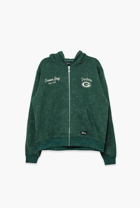 Green Bay Packers Sport Through Texture Heavyweight Full Zip Hoodie - Forest Green