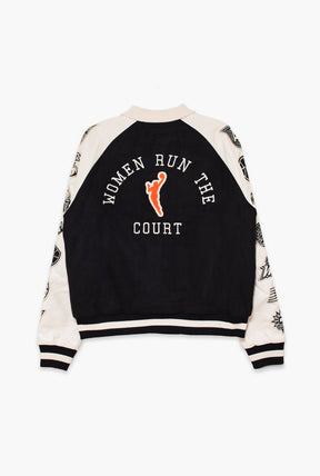 WNBA-Liga Damen-Collegejacke (kurz) – Elfenbein/Schwarz