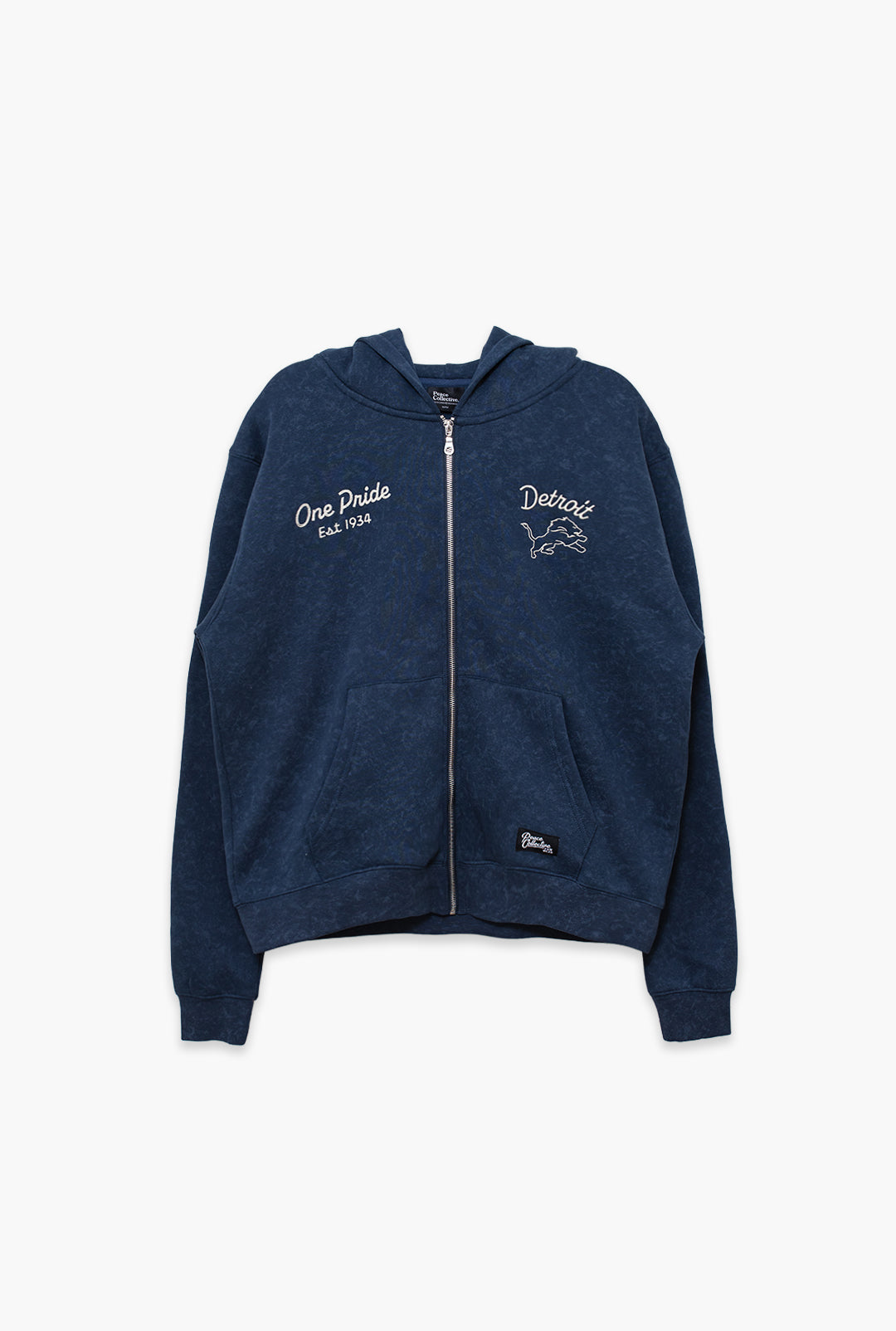 Detroit Lions Sport Through Texture Heavyweight Full Zip Hoodie - Navy