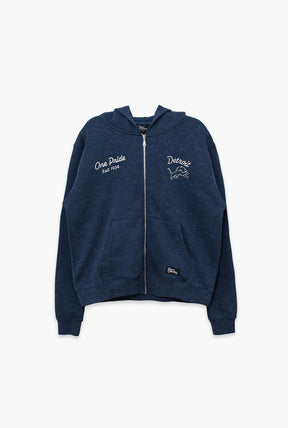 Detroit Lions Sport Through Texture Heavyweight Full Zip Hoodie - Navy
