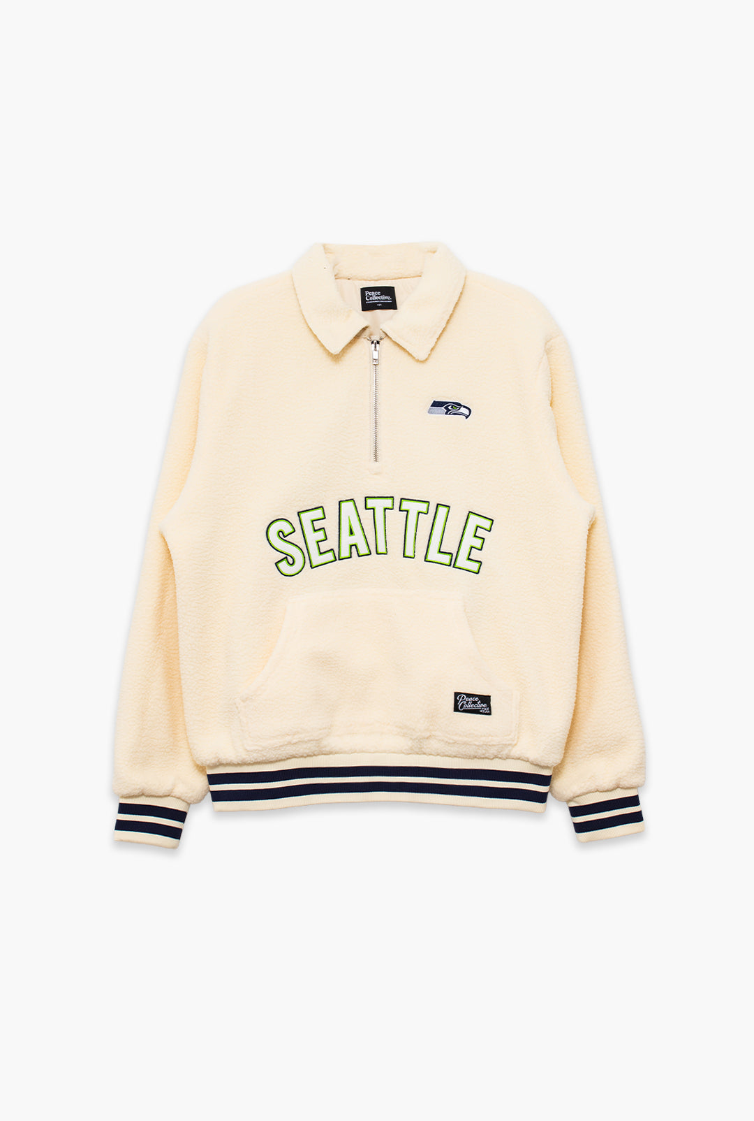 Seattle Seahawks Sport Through Texture Fleece 1/4 Zip - Ivory