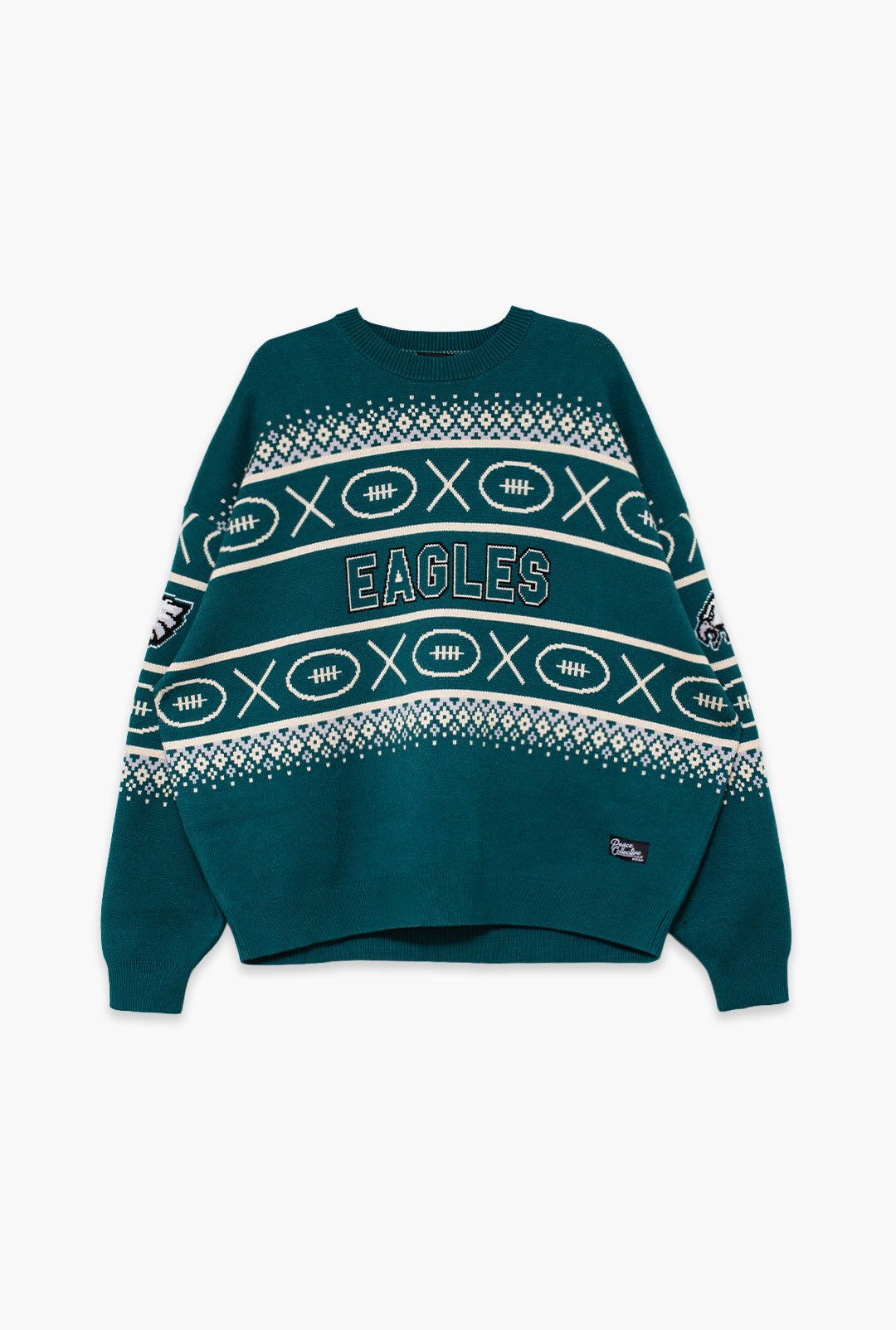 Philadelphia Eagles Vintage Clubhouse Fairisle Knit Sweater - Midnight Green