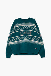 Philadelphia Eagles Vintage Clubhouse Fairisle Knit Sweater - Midnight Green
