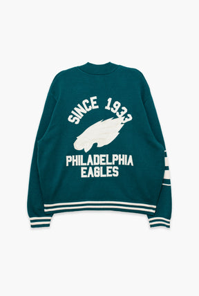 Philadelphia Eagles Fanleisure Knit Varsity Jacket - Midnight Green