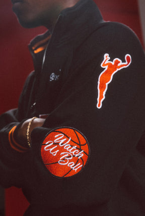 WNBA Striped Half Zip - Black / Fire Orange