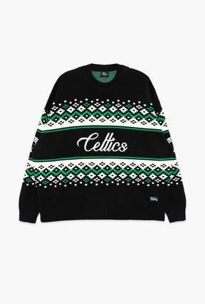 Boston Celtics Vintage Clubhouse Fairisle Knit Sweater - Black