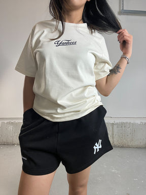 New York Yankees Fleece-Shorts für Damen - Schwarz