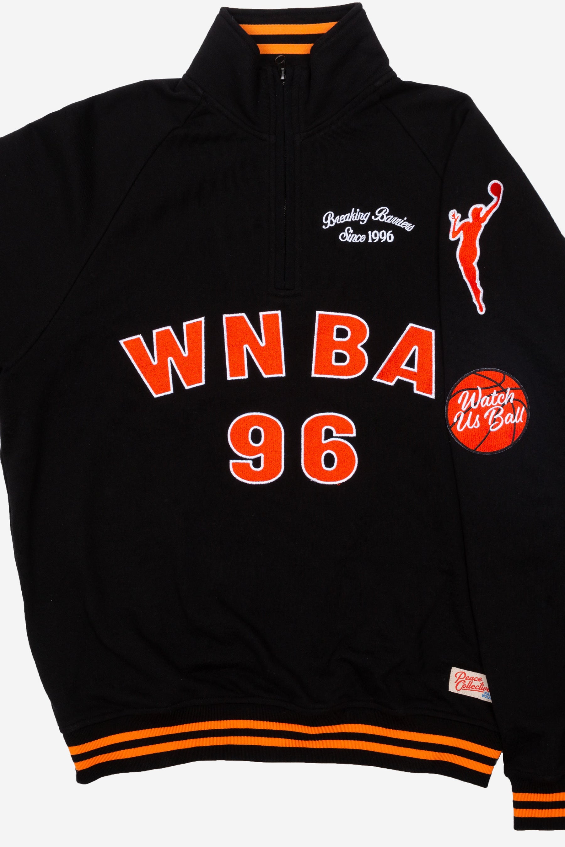 WNBA Striped Half Zip - Black / Fire Orange