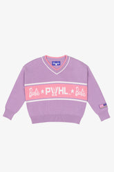 Barbie x PWHL Womens V-Neck Knit Sweater - Pastel Lilac