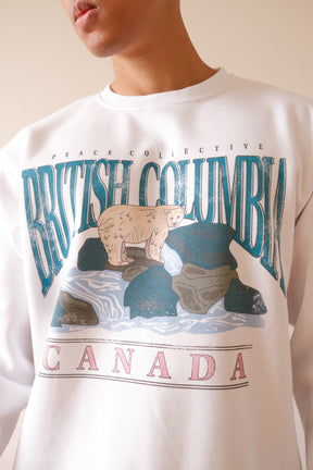 British Columbia Spirit Bear Vintage Crewneck - White