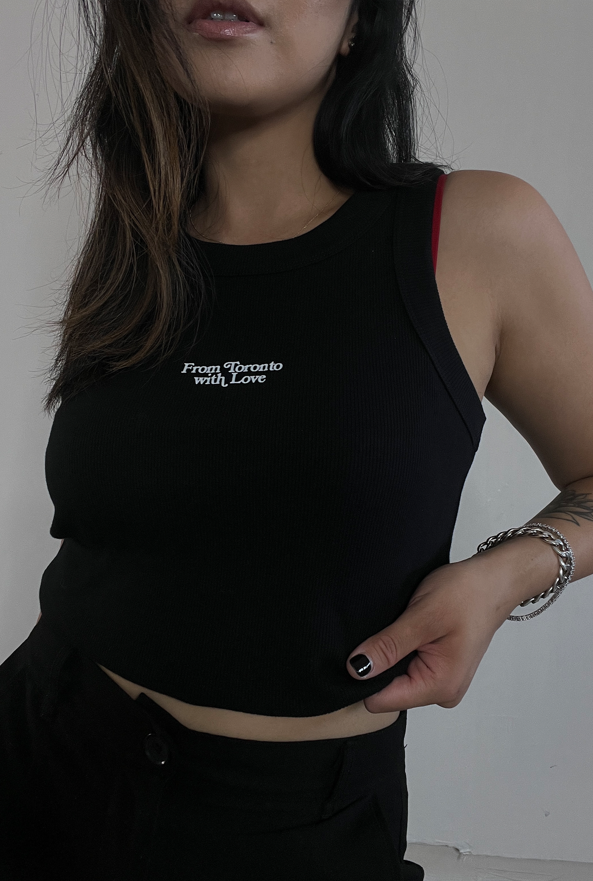 From Toronto with Love WOs Rib Crop Tank - Black