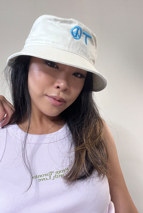 "TO" Peace Sign Bucket Hat - Ivory