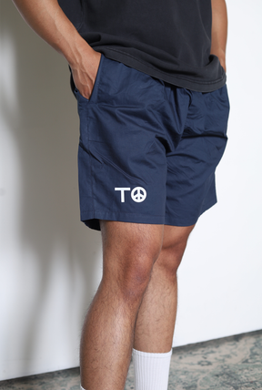"TO" Peace Sign Board Shorts - Petrol Blue
