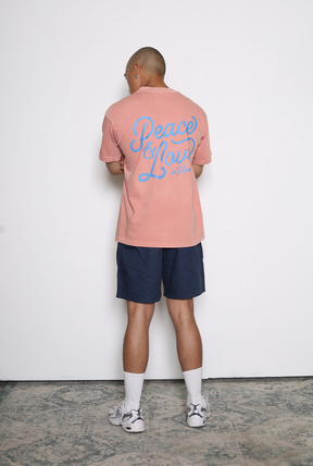 "Peace and Love" Script Heavyweight T-Shirt - Salmon