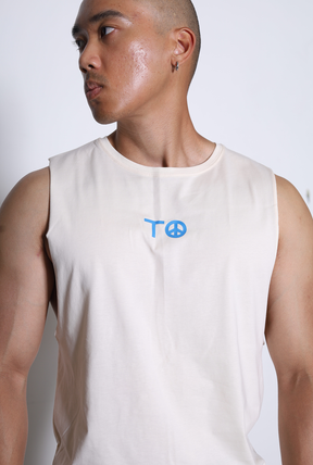 "TO" Peace Sign Barnard Tank - Ivory