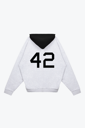 P/C x Jackie Robinson: Farbblock-Hoodie (schwer) – Aschgrau/Schwarz