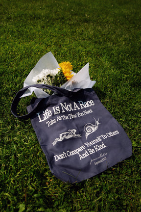 Life Is Not A Race Tote Bag - Navy