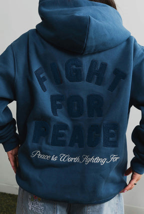 Peace Pigment Dye Heavyweight Full Zip Hoodie - Navy
